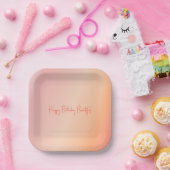 パステルスタイリッシュピンクアンドピーチスクエア ペーパープレート (パーティー)