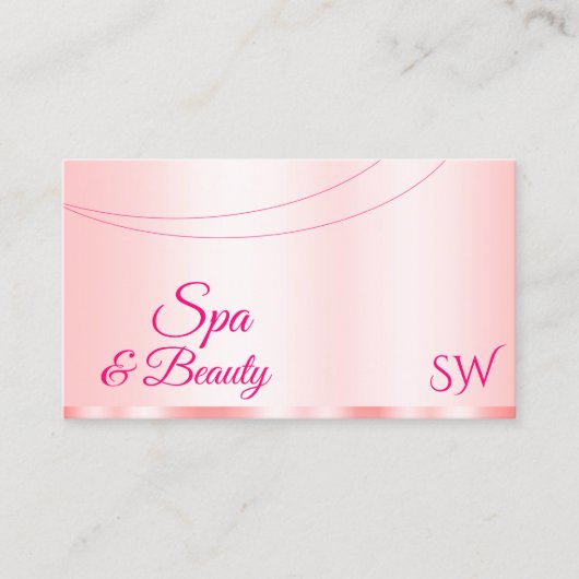 パステルスタイリッシュピンクグラマラスとイニシャルモダン 名刺 (正面)