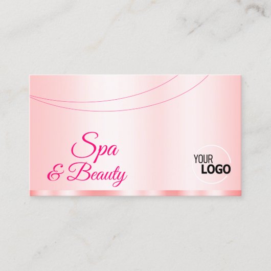 パステルスタイリッシュピンクグラマラス、ロゴと写真 名刺 (正面)