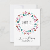 パステルスタイリッシュフローラ美容師リーフリース サンキューカード (正面)