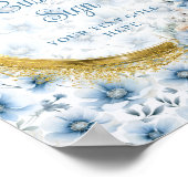 パステルスタイリッシュブルーboho水彩花カスタム花 ポスター (角)