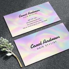 パステルスタイリッシュホログラフィックヘアドレッサー 名刺