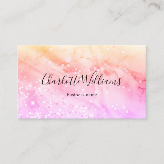 パステルスタイリッシュマルブルアルコールインクエレガントグリッター 名刺 (正面)
