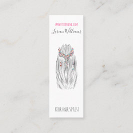 パステルスタイリッシュ美容師三つ編みヘアスタイルフラワー スキニー名刺