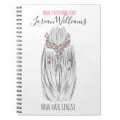 パステルスタイリッシュ美容師三つ編みヘアスタイルフラワー ノートブック (正面)