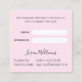 パステルスタイリッシュ美容師三つ編みヘアスタイルフラワー 予約カード (裏面)