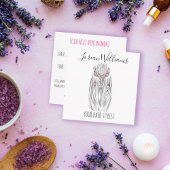 パステルスタイリッシュ美容師三つ編みヘアスタイルフラワー 予約カード