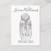 パステルスタイリッシュ美容師三つ編みヘアスタイルフラワー 名刺 (正面)