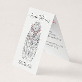 パステルスタイリッシュ美容師三つ編みヘアスタイルフラワー 名刺