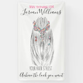 パステルスタイリッシュ美容師三つ編みヘアスタイルフラワー 横断幕 (縦)