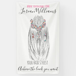 パステルスタイリッシュ美容師三つ編みヘアスタイルフラワー 横断幕