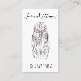 パステルスタイリッシュ美容師組紐ヘアスタイルQR 名刺