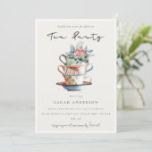 パステルスタックカップスアフタヌーンティーパーティー招待状 サンキューカード (スタンド正面)