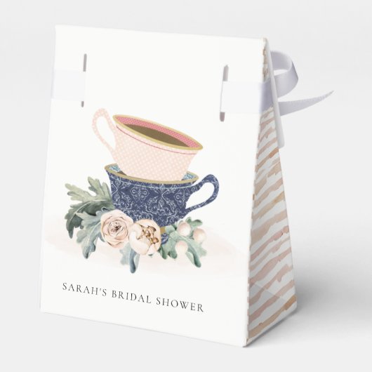 パステルスタックカップフローラブライダルシャワーティーパーティー フェイバーボックス (裏面サイド)