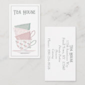 パステルスタックティーカップズビジネスカード 名刺 (正面/裏面)