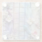 パステルスタック本の花の羽 ガラスコースター (裏面)