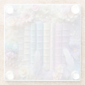 パステルスタック本の花の羽 ガラスコースター (裏面)