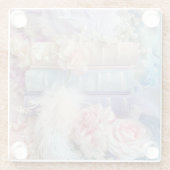 パステルスタック本の花の羽 ガラスコースター (裏面)