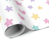パステルスターとハート – かわいいソフトカラー ラッピングペーパー (ロールコーナー)