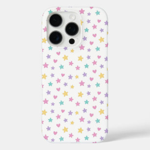パステルスターとハート – かわいいソフトカラー iPhone 16 PROケース