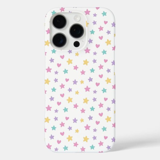 パステルスターとハート – かわいいソフトカラー Case-Mate iPhoneケース (裏面)