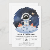 パステルスターカワイートボーイズボーイ誕生日 招待状 (正面/裏面)