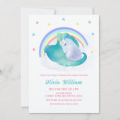 パステルスターズユニコーンレインボーベビーシャワー 招待状 (正面)