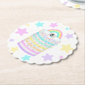 パステルスターズ付きレインボーケーキ ペーパーコースター (アングル)