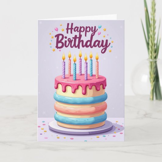 パステルスター誕生日カード カード (正面)
