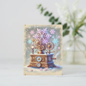 パステルスチームパンククリスマスカードアンティーク 華美 セーブザデート (スタンド正面)