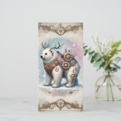 パステルスチームパンククリスマスカードホワイトベア シーズンカード (スタンド正面)