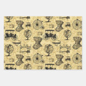パステルスチームパンクパターン ラッピングペーパーシート (正面3)