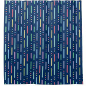 パステルストライプのドットとドットのパターン シャワーカーテン (正面)