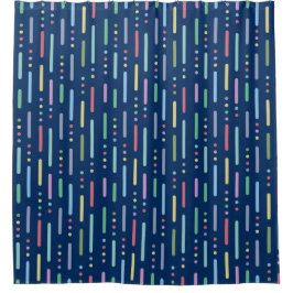 パステルストライプのドットとドットのパターン シャワーカーテン