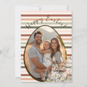 パステルストライプのバンニー&エッグフォト シーズンカード (正面)