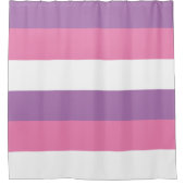 パステルストライプのパターン横ピンクパープル シャワーカーテン (正面)
