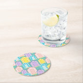 パステルストライプのビーチハットコーストパターン(の模様が)あるアル ラウンドペーパーコースター (インサイチュ)