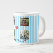 パステルストライプのファミリーコラージュ ジャンボコーヒーマグカップ (正面右)