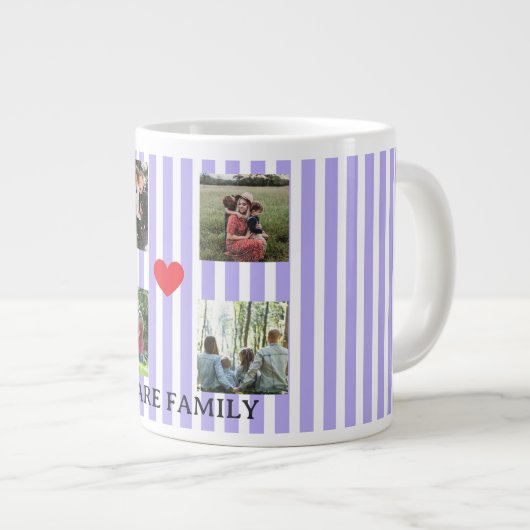 パステルストライプのファミリーコラージュ ジャンボコーヒーマグカップ (正面右)