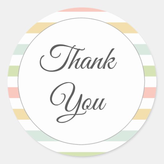 パステルストライプの、カラフル感謝していユー ラウンドシール (正面)