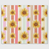 パステルストライプひまわりギフトラッピング紙 ラッピングペーパー (フラット)
