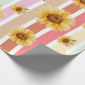 パステルストライプひまわりギフトラッピング紙 ラッピングペーパー (角)