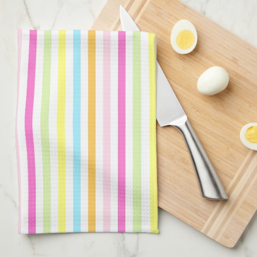 パステルストライプカラー数々のの垂直カラー キッチンタオル (四つ折り)