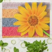 パステルストライプパーソナライズされた黄色のバターカップ キッチンタオル (折り畳み)