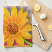 パステルストライプパーソナライズされた黄色のバターカップ キッチンタオル (四つ折り)