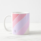 パステルストライプパーソナライズされた コーヒーマグカップ (左)
