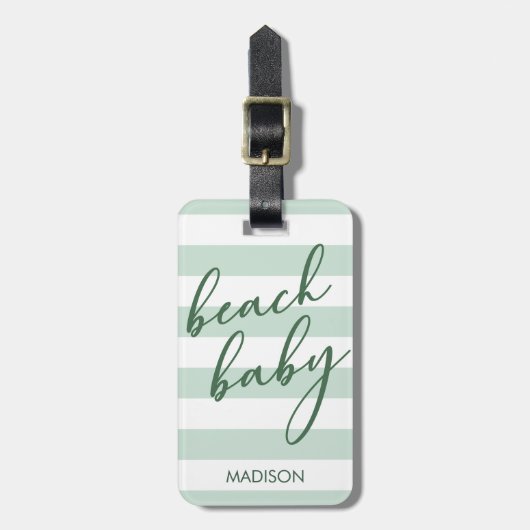 パステルストライプビーチベビー ラゲッジタグ (正面縦)