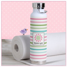 パステルストライプフローラモノグラムの