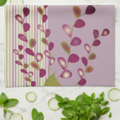 パステルストライプフローラ設計 キッチンタオル (折り畳み)