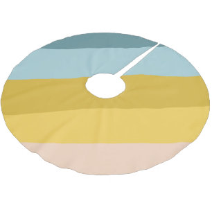 パステルストライプブルーの可愛いカラフルカラーブロック ブラッシュドポリエステルツリースカート